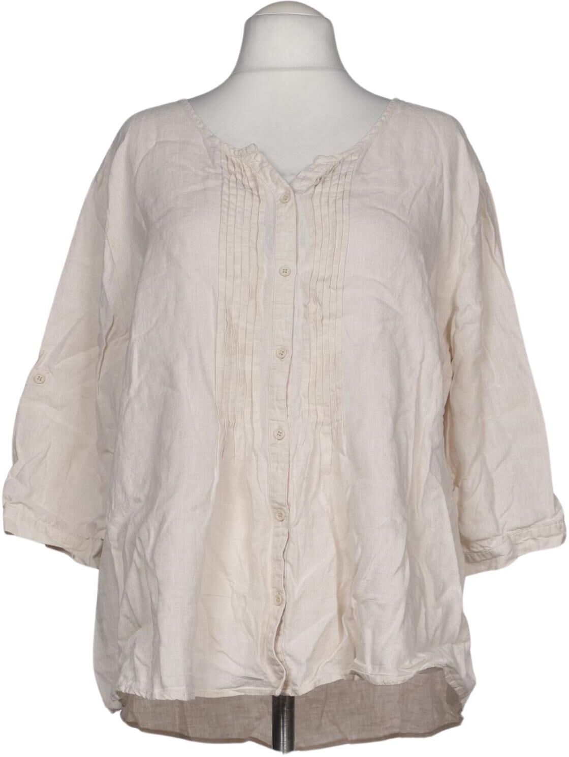 Ulla Popken Damen Bluse, Beige, Gr. 4Xl, Leinen - Second Hand