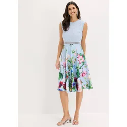 bonprix Midikleid mit Spitze, blau, Gr.40, Romantisch und feminin: Midikleid aus fester Scuba-Qualität mit romantischer Spitze im Oberteil