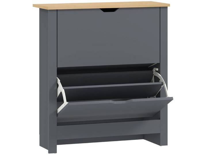 YWJ Armoire Chaussures 2 Compartiments Rabattables Cloison Réglable 8-12 Paires 72x26x80cm Gris Foncé