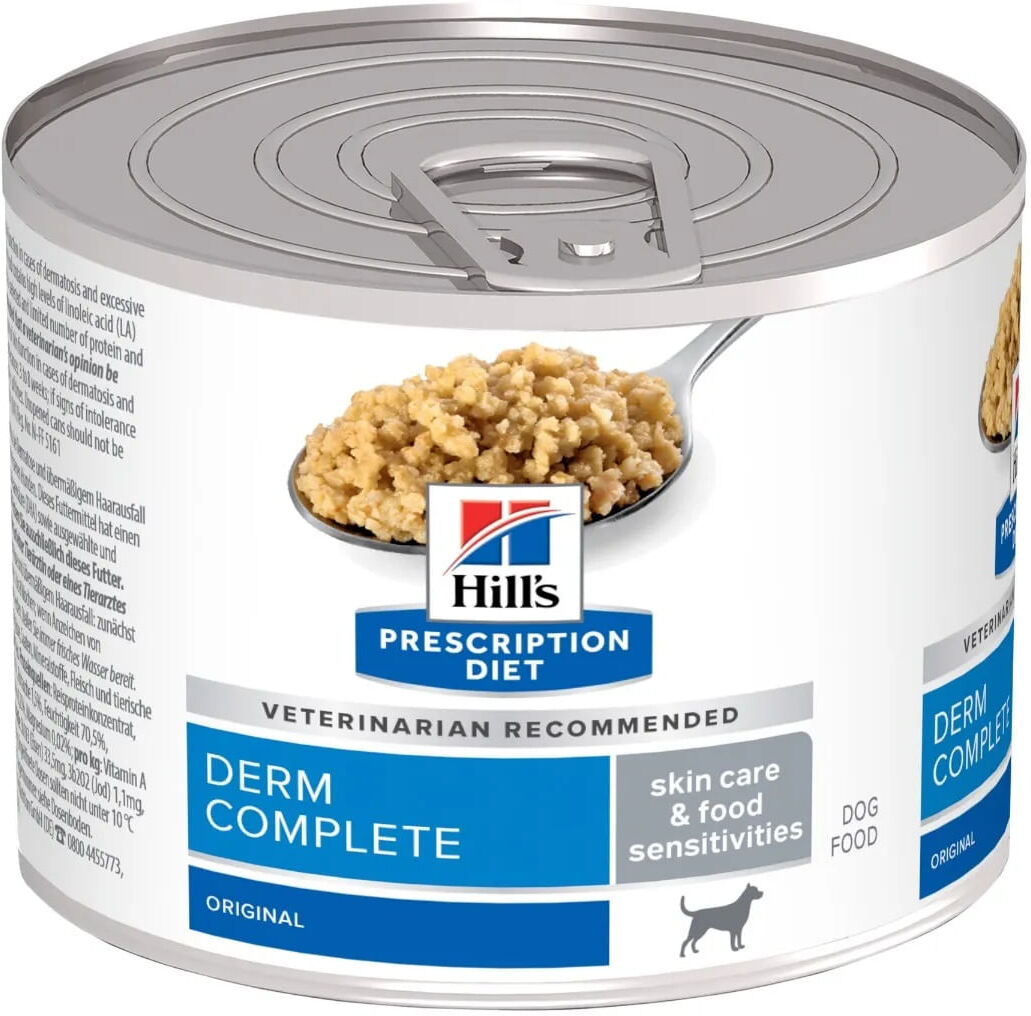HILLS Hill's Prescription Diet Derm Complete paté per cani per le sensibilità alimentari KIT RISPARMIO 12X200G