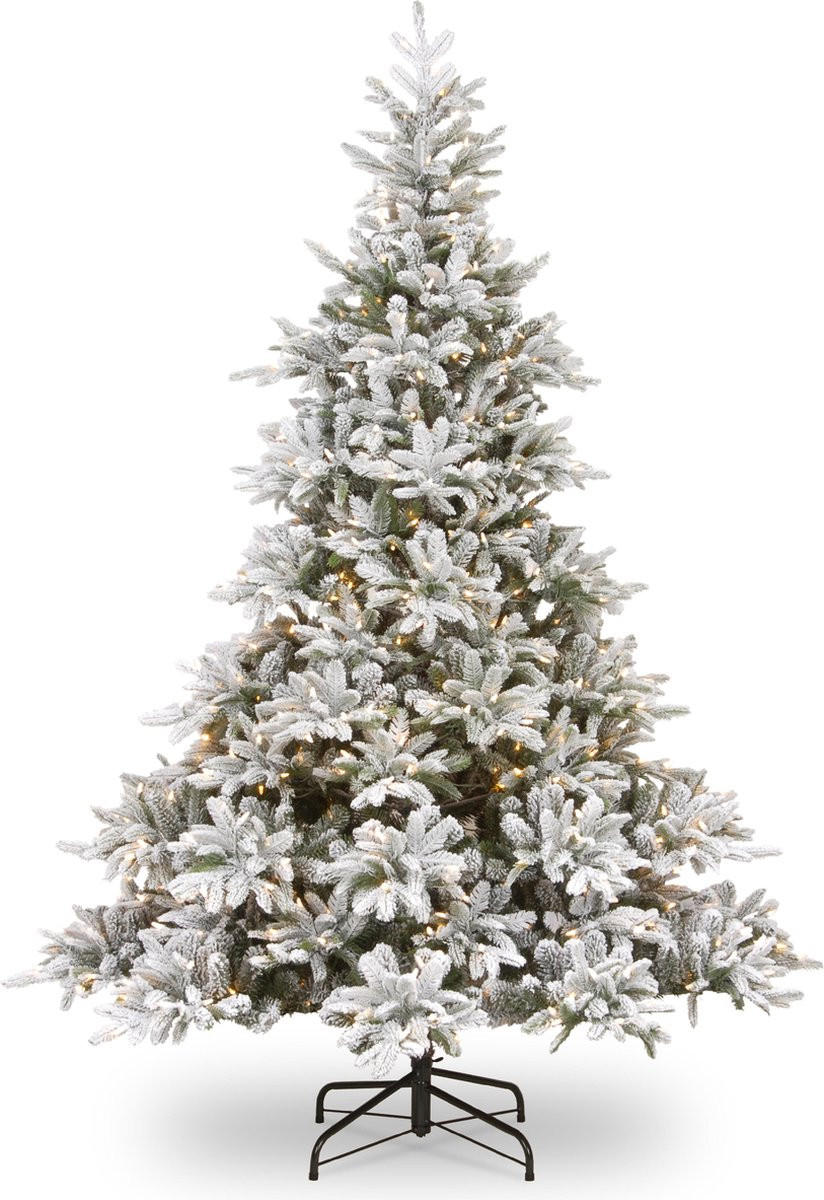 National Tree Company Andorra Flocked kunstkerstboom met ledverlichting, groen, 213 cm