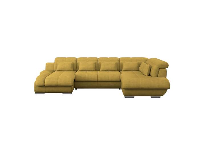 Mid.you Wohnlandschaft, Senfgelb, Metall, 7-Sitzer, U-Form, 345x228 cm, Stoffauswahl, seitenverkehrt erhältlich, Hocker Rücken echt, Wohnzimmer, Sofas & Couches, Wohnlandschaften, Wohnlandschaft U-Form