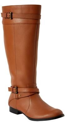 Extra Wide Width Women's The Janis Tall Regular Calf Leather Boot By Comfortview by Comfortview in Cognac (Size 9 WW)