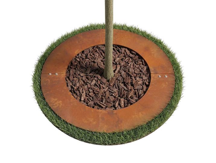 Relaxdays Baumring Rostbraun Cortenstahl 80 cm, Kupferfarben, Metall, 80x0.3x80 cm, Gartenzubehör, Hochbeet