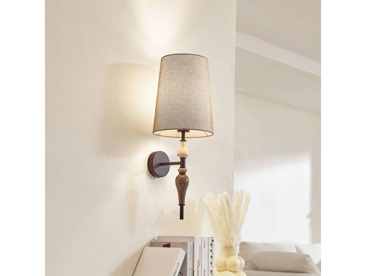 Wandleuchte Haldorin Lindby, dimmbar, für Wohn- / Esszimmer, Landhaus / Rustikal