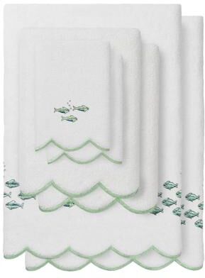 Authentic Hotel and Spa 100% Turkish Cotton FISH SCHOOL Scallop Embellished Towel Collection.