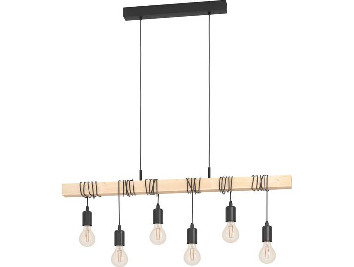 Eglo Lampe à suspendre 6 pièces Townshend noir naturel 100 x 10 x 110 cm E27