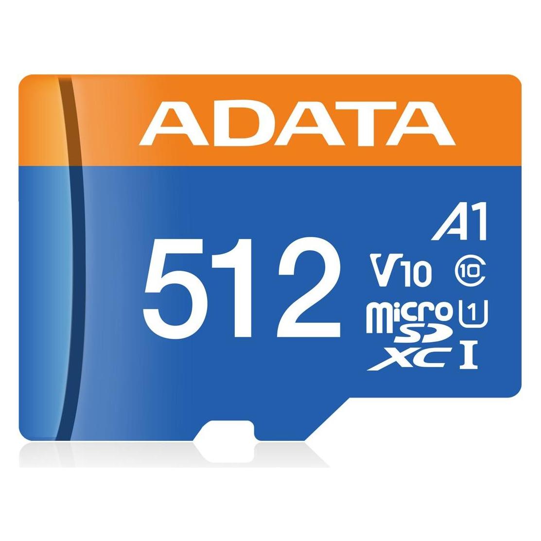 Adata Premier 512GB microSDXC (UHS-I U1, Class 10, V10, A1) (512 GB, microSDXC, U1, UHS-I) (AUSDX512GUICL10A1-RA1)