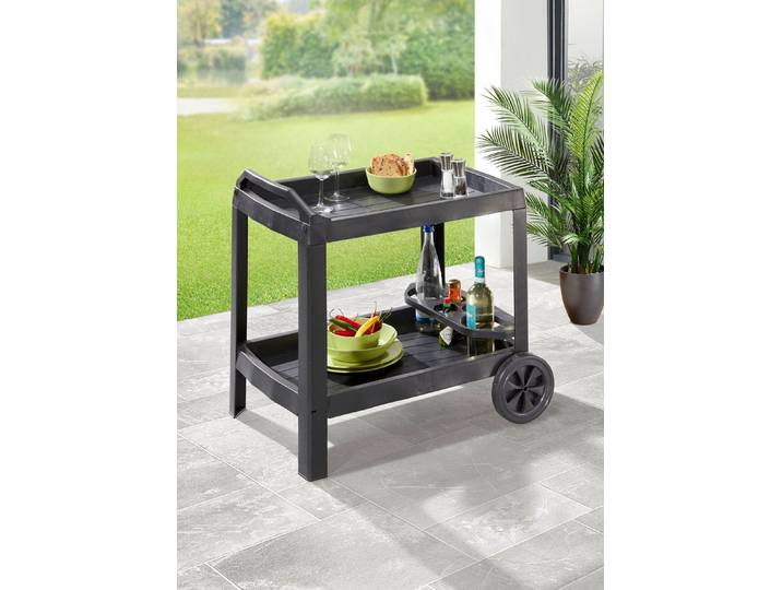 Servierwagen mit integriertem Flaschenhalter, Anthrazit