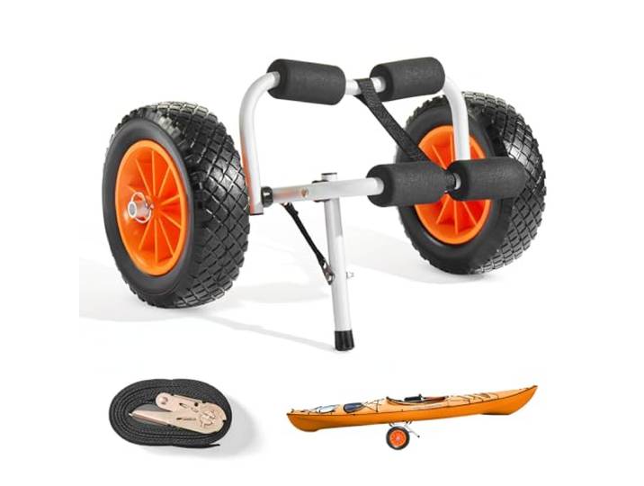 VEVOR Chariot de Kayak Chariot Transport Canoë Détachable avec Roues PleinesAjustable Pied de Support Antidérapant pour Kayaks Canoës Planches à Pagaie Tapis Flottants Bateaux