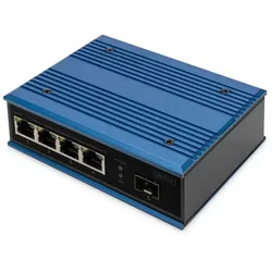 Digitus 4 Port Fast Ethernet Netzwerk Switch, Industrial, Unmanaged, 1 SFP FE Uplink