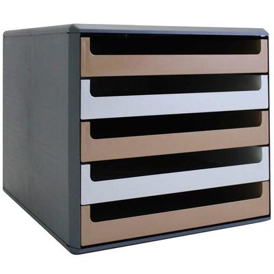 M&M Schubladenbox karamell, vanille 30057677BE, DIN A4 mit 5 Schubladen