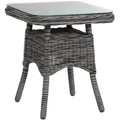 Gartenbeistelltisch Rosita aus Kunst-Rattan und Glas, klassisch, grau, 50x50 cm, Brafab