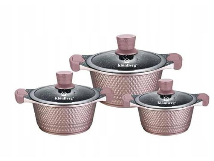 6-teiliges rotes Topfset, mit Deckel, Induktion, für alle Herdarten, Kochgeschirr-Set, Topfset, geeignet für Induktionsherde (Roségold)