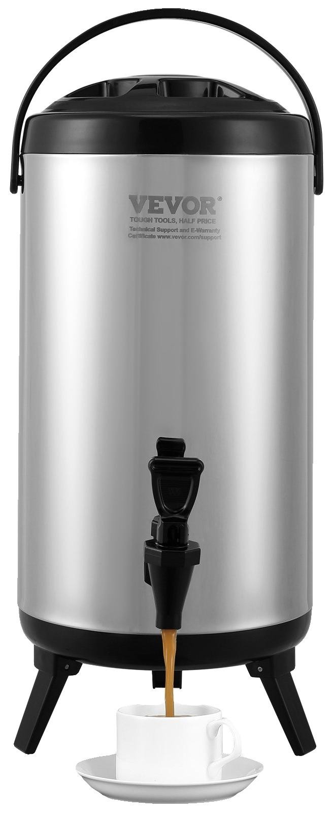 VEVOR Warme en koude drankdispenser, 9,2 liter, zilver