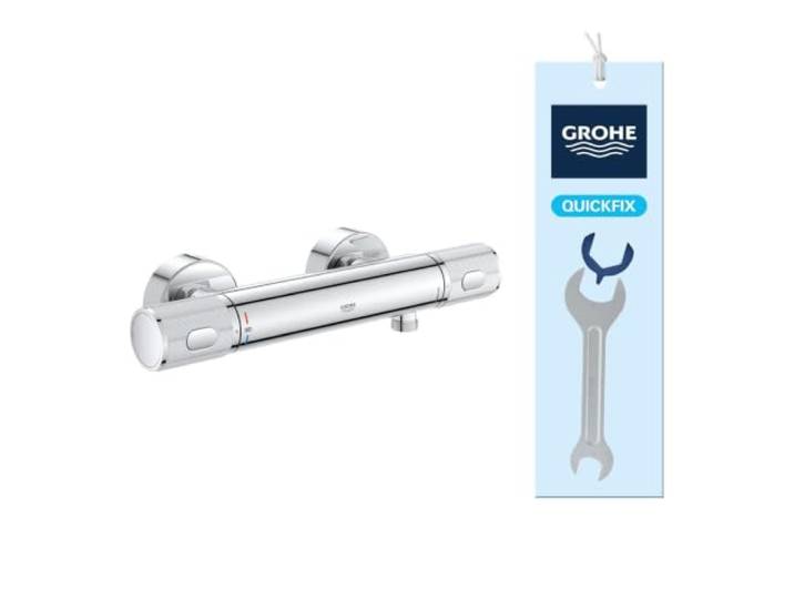 GROHE mitigeur robinet thermostatique douche Precision Feel\, montage mural\, indicateur de température\, poignées moletées\, filtres intégrés\, rosaces incluses\, chromé\, 34790000 (Import Allemagne)