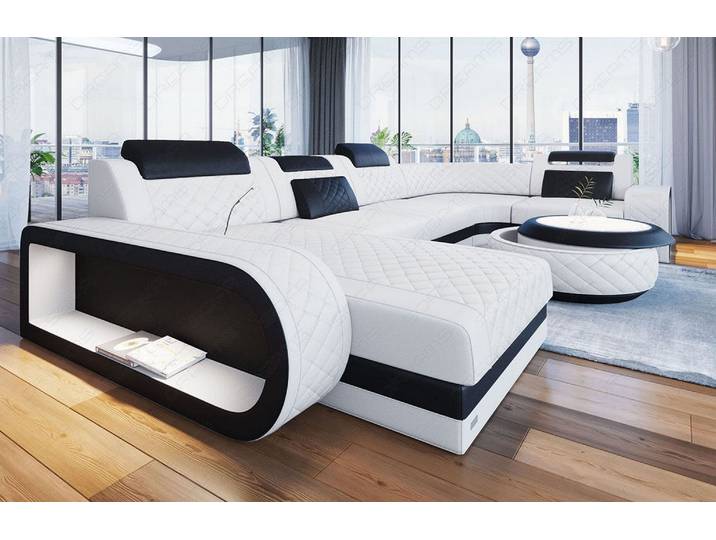 Mini Wohnlandschaft Berlin U-Form aus Leder