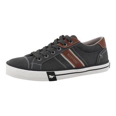 Sneaker MUSTANG SHOES "Calogero", Herren, Gr. 43, Baumwolle, grau, Lederimitat, Schuhe Sneaker, Freizeitschuh, Halbschuh, Schnürschuh mit Kontrastbesätzen