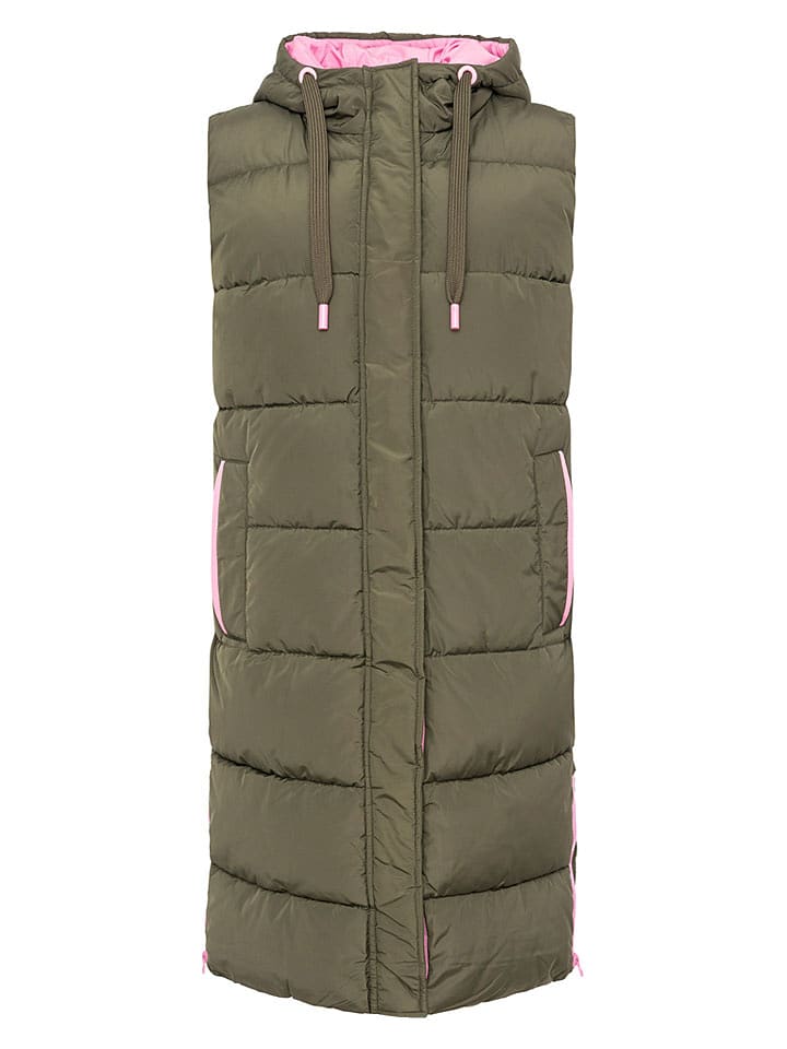 Zwillingsherz Steppweste "Smile" in Khaki - M