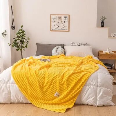 Shop Station Ultra Soft Flannel Blanket Thick Plush Cozy Bed & Sofa Throw For Year Round Comfort yellow 59.1 78.7 In