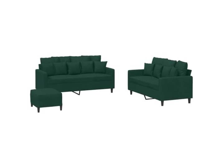 KUTYWEXFM 3-tlg Sofagarnitur mit Hocker Dunkelgrün Samt Couch Set Elegante Sitzgruppe aus weichem Samtstoff mit dick gepolsterten Kissen für maximale Entspannung im Wohnzimmer.