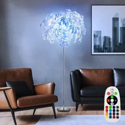 Stand Lampe Blätter Steh Leuchte Fernbedienung Beleuchtung mit Set inklusive RGB LED Leuchtmittel