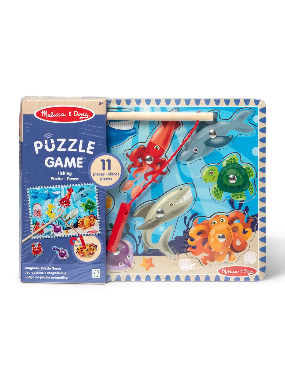 Melissa & Doug Fishing Magnetic Puzzle Game 10 Pcs Holz