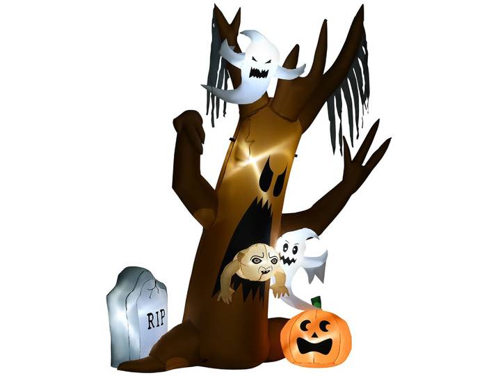 240 cm Aufblasbarer Geisterbaum, Halloween-Dekoration mit LED Beleuchtung
