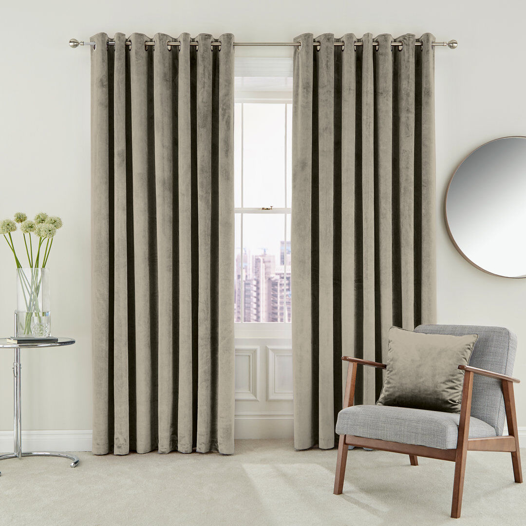 Helena Springfield Escala Eyelet Room Darkening Curtains Linen Width 167 x Drop 137 cm