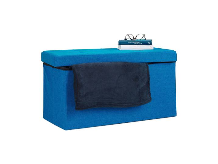 Faltbare Sitzbank Leinen 38 x 76 x 38 cm Blau