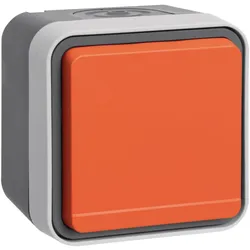 Hager WNC193 Steckdose SCHUKO AP mit orangenem Klappdeckel, W.1 IP55, grau