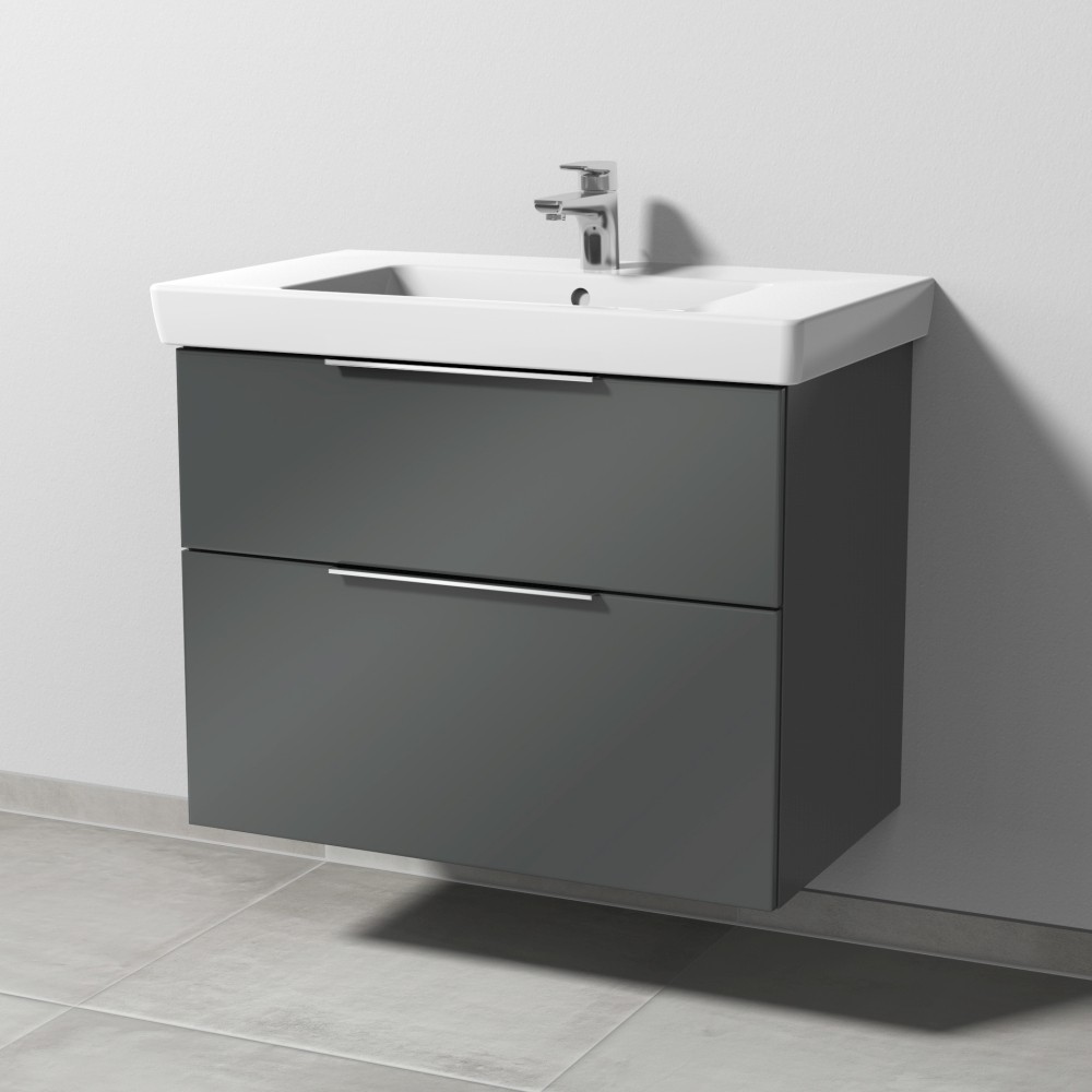 Sanipa 3way Waschtischunterbau zu Villeroy & Boch Subway mit 2 Auszügen, Anthrazit-Glanz, UF61479 UF61479
