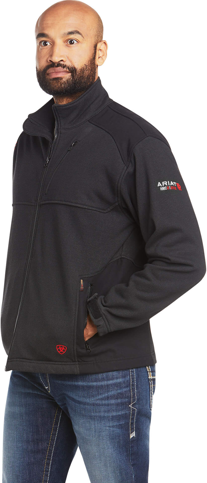 Men's Flame-Resistant Polartec Platform Jacket in Black, Size: Small by Ariat