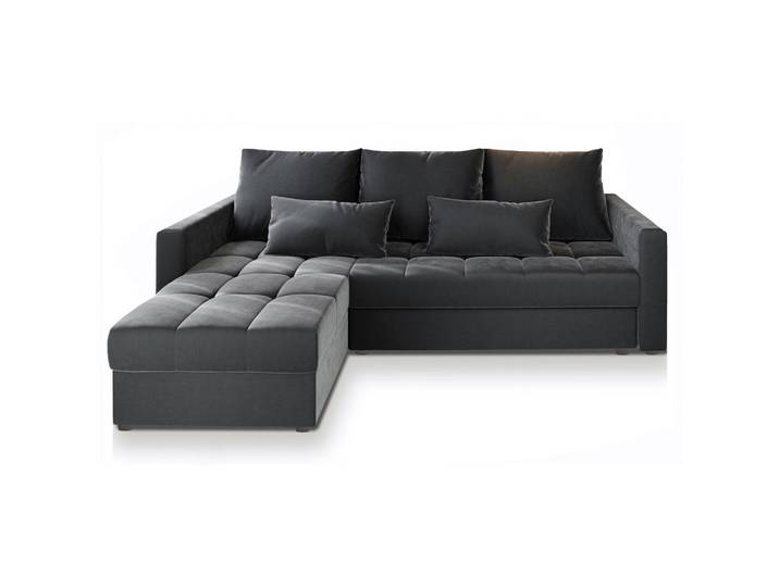 ECKSOFA KOS PIK Grau Plüsch-Stoff mit Schlaffunktion