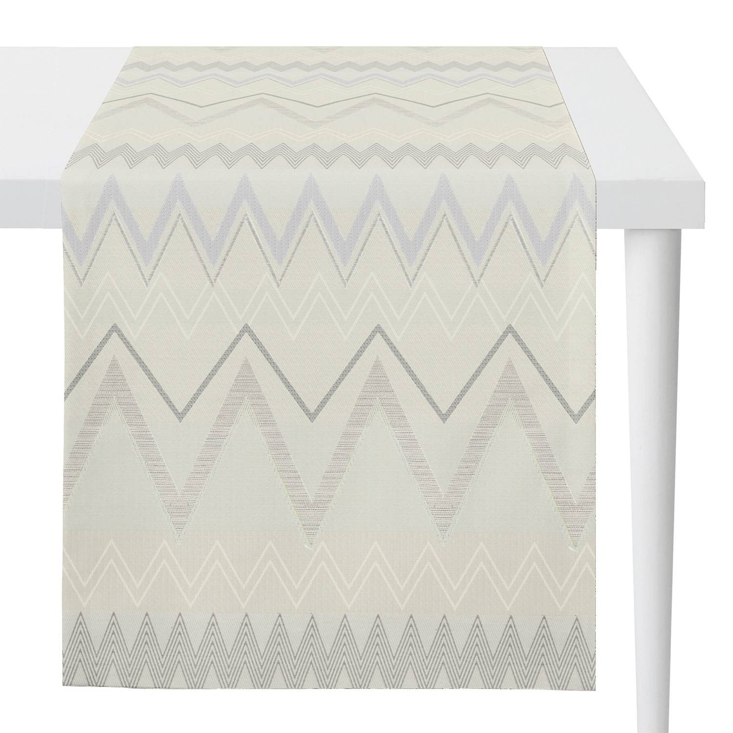 home24 Tafelloper Indira Grijs/Lichtgrijs B: 44 cm, L: 140 cm