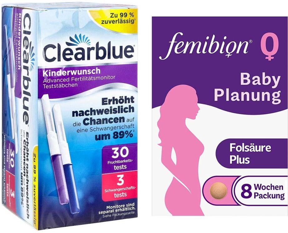 Clearblue Fertilitätsmonitor Teststäbchen 30+3 33 stk + Femibion