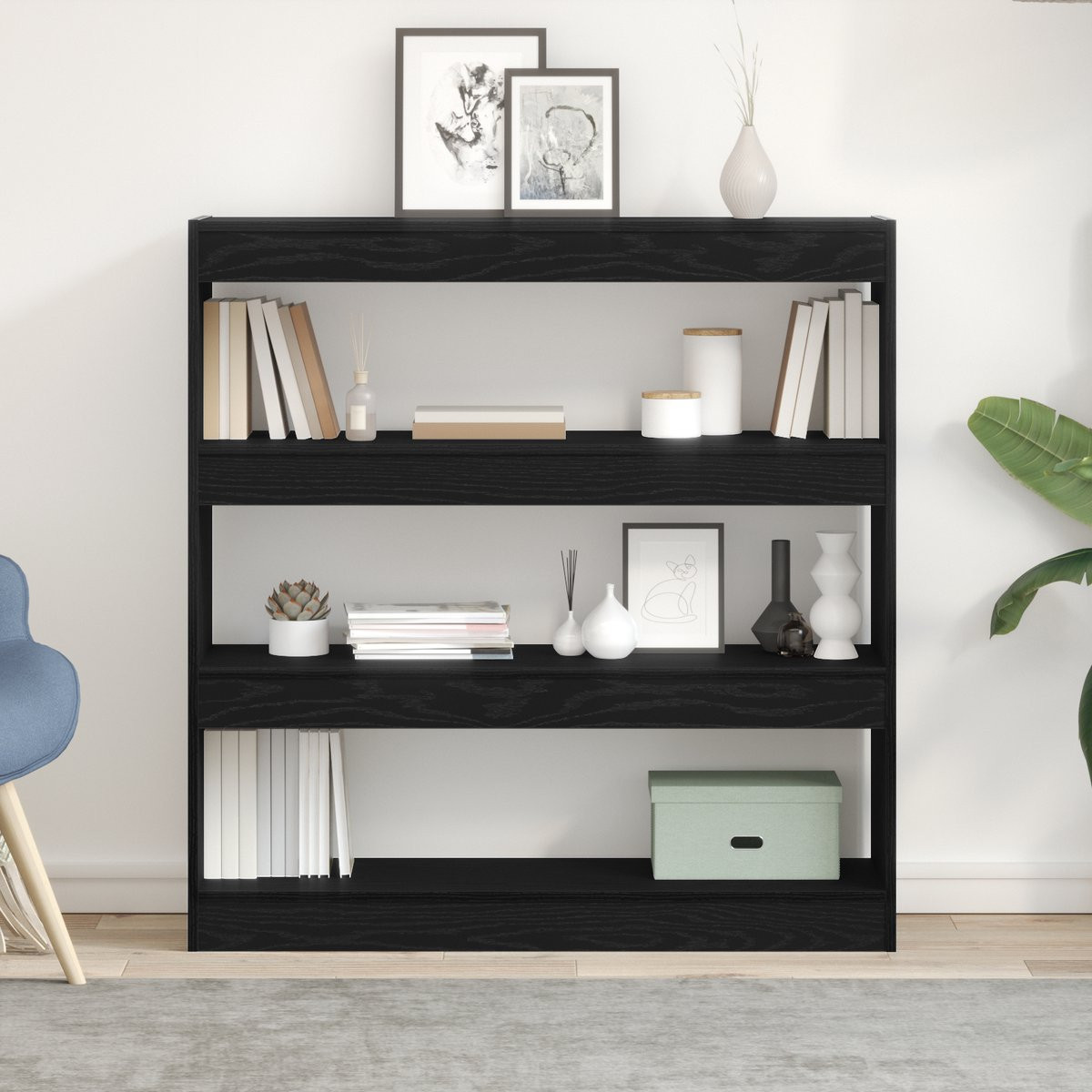 vidaXL Boekenkast Cube 3-laags Zwart Eiken Hout B/D/H: 100 x 30 x 103 cm
