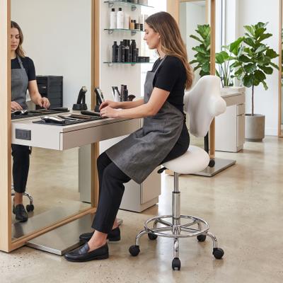 toswini Faux Leather Saddle Stool with Height Adjustment and Rolling Swivel Seat