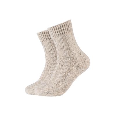 Socken CAMANO "warm & cozy", Damen, Gr. 35-38, beige (nature), Materialmix, Socken Socken, mit Zopfmuster, Rippenbündchen