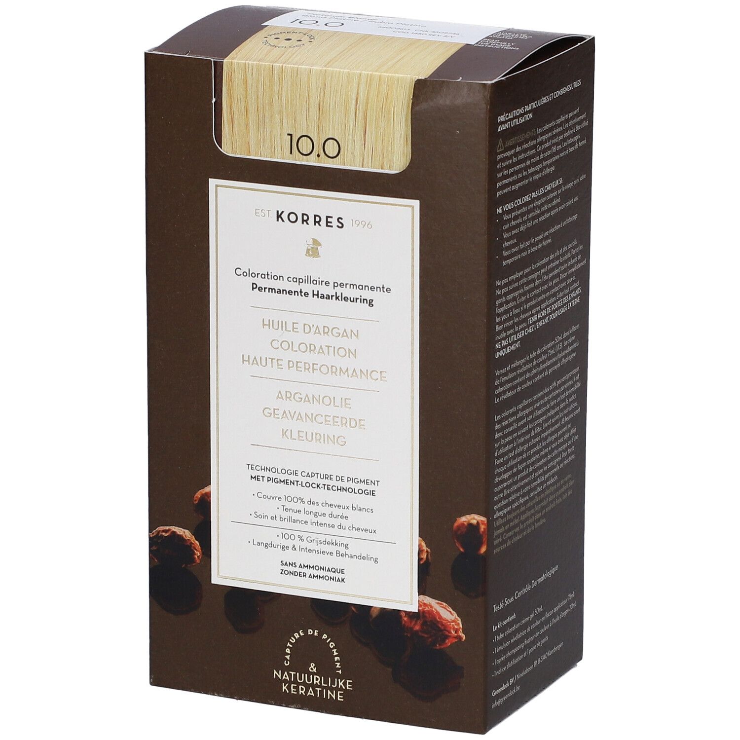 Korres Argan Oil Advanced Colorant 10.0 Platinum Blonde 1 St Set