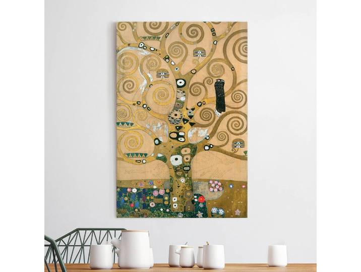 Impression sur toile Arbre de vie I Lin Doré 40cm