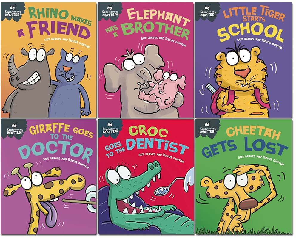 Franklin Watts (Age 3-5) Sue Graves Experiences Matter Collection 6 Books Set Giraffe, Rhino, Elephant, Little Tiger, Croc, Cheetah