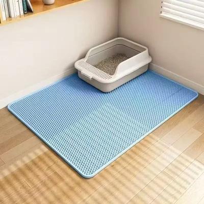 Inspire Essentials Double Layer Cat Litter Mat Waterproof Non Slip Cat Litter Trapping Pad For Litter Boxes blue