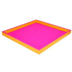 Deko Tablett Neo zweifarbig quadratisch neon pink/neon orange