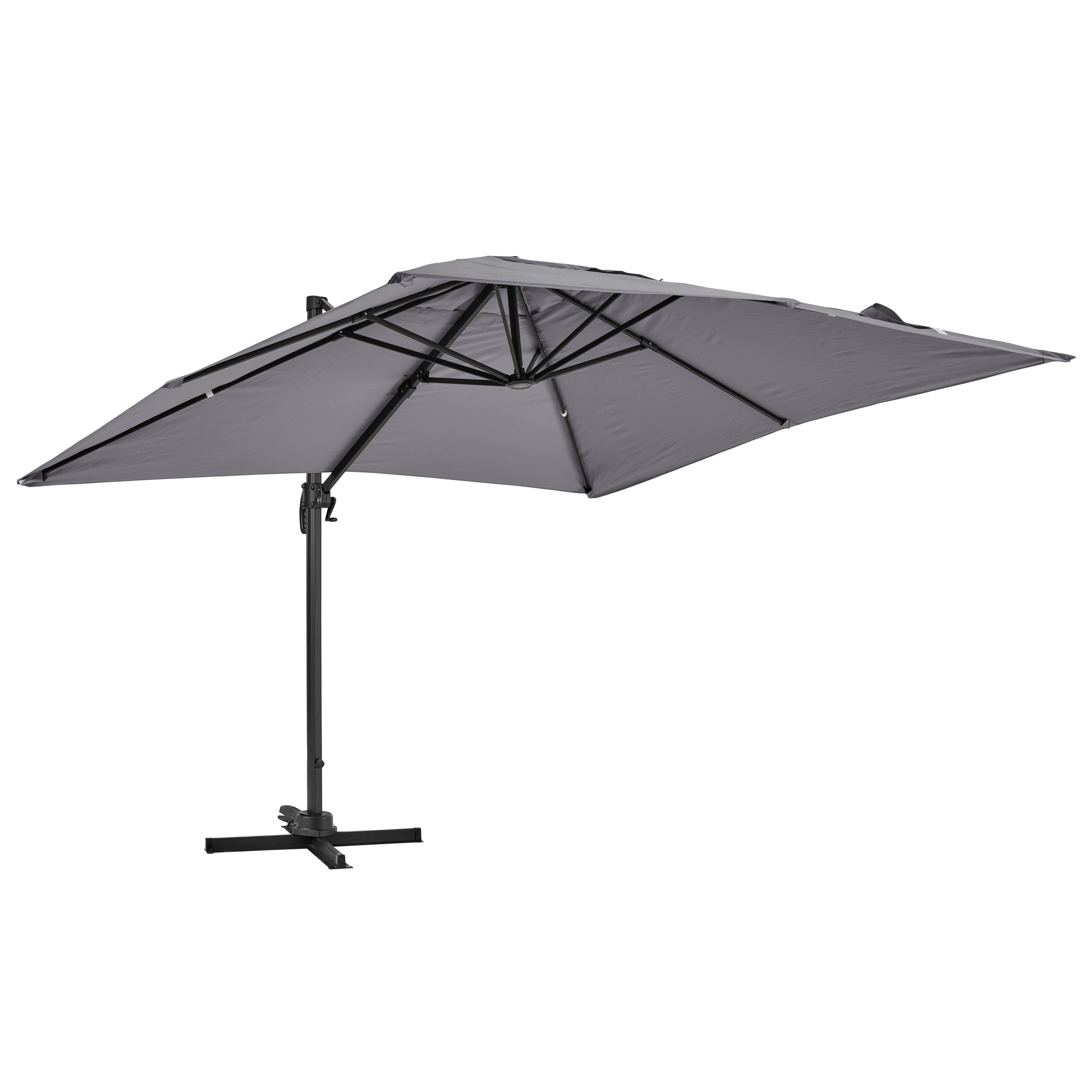 Hoher quadratischer Sonnenschirm aus Aluminium 3 m hoher Grau - Oviala Malaga