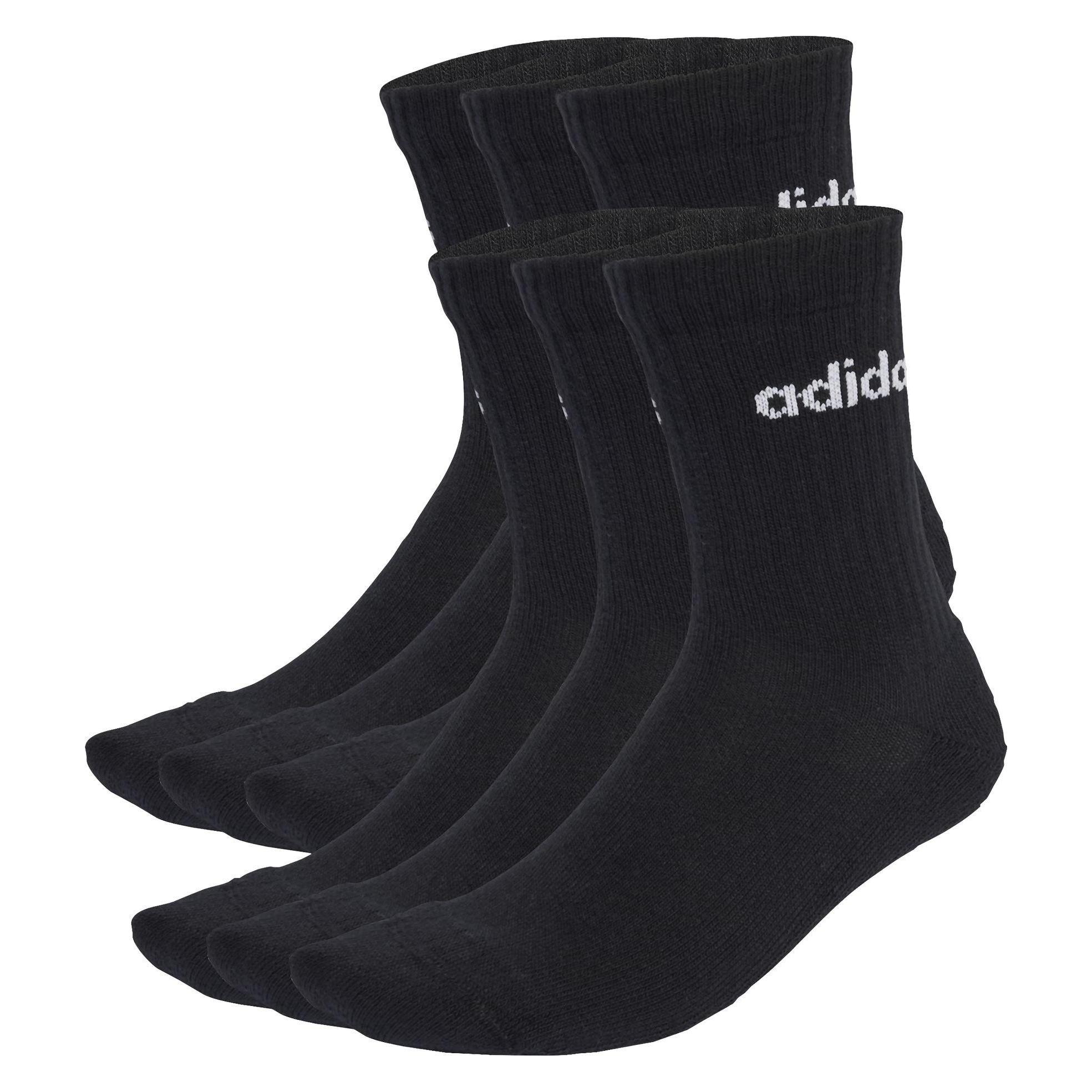 Adidas Linear Crew Socken, gepolstert, 6er-Pack, schwarz (37 - 39) (JL6094)