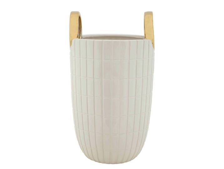 Vase Shopping Weiß, Goldfarben B: 18 cm