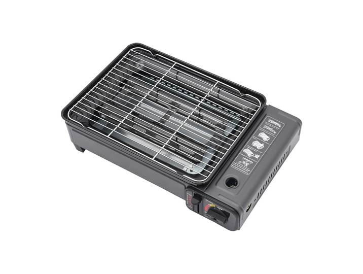 Poêle à gril au Butane Portable, Table de Camping, cuisinière à gaz d'extérieur noire avec filet de gril pour pique-nique, jardin, Camping, voyage