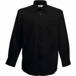 Fruit of the Loom Herren Langarm Poplin Shirt Hemd 65-118-0 black S
