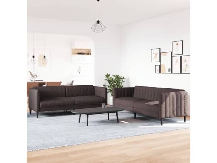 KTHLBRH Sofa-Set, 2-teilig, dunkelbraun, Stoff Strapazierfähige, dicke Polsterung, robuste Beine, modernes Design, 110 kg pro Sitz